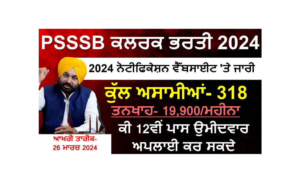 PSSSB Group C Recruitment 2024 – Apply Online for Clerk & Store Keeper